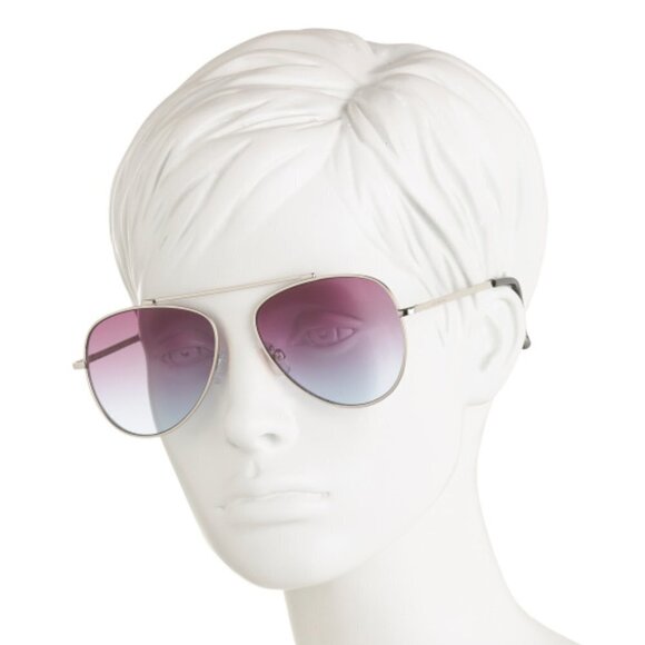 NWT Lucky Brand Callan Aviator Sunglasses Silver - Picture 1 of 11